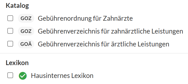 MGI Website Bereichsfilter GOZ