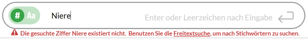 MGI Website Suchfeld Fehler Text